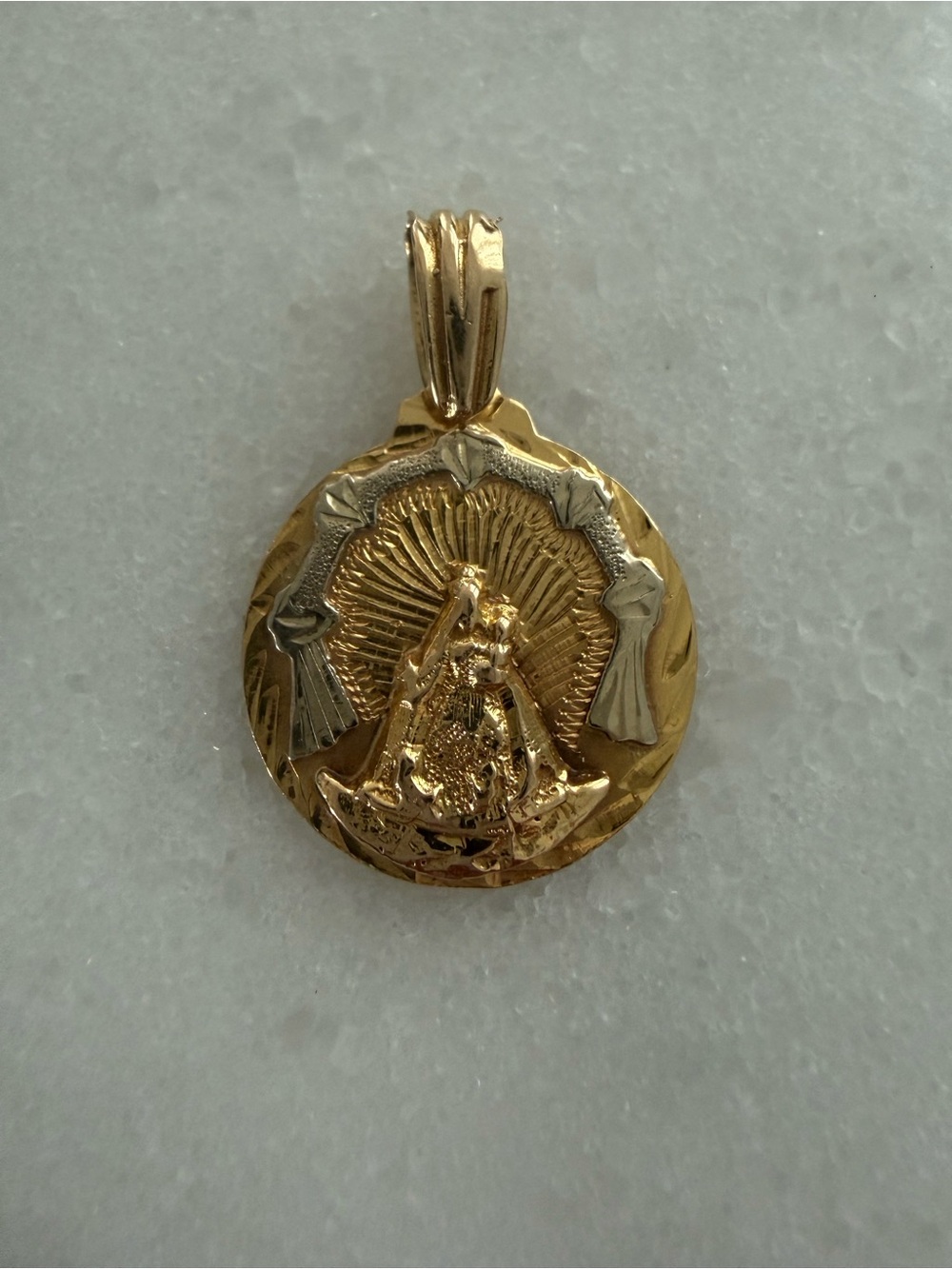 18k Gold Our Lady of Charity Pendant - Virgen de la Caridad del Cobre